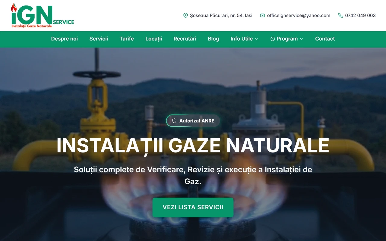 Site-ul IGN Service, realizat de WebImperial, pe laptop