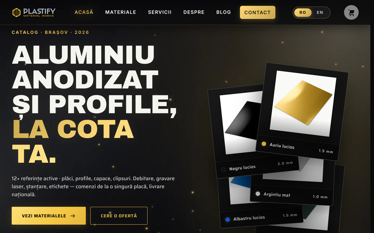 Site-ul Plastify, realizat de WebImperial, pe laptop